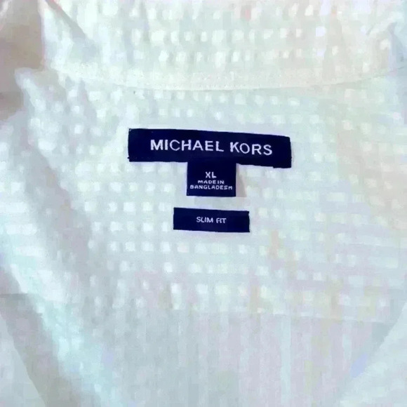 Michael Kors NWT White Short Sleeve Slim Fit 100% Cotton Textured Mens Size XL - Picture 6 of 13